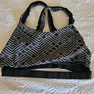 Koral Black and White Patterned Sports Bra